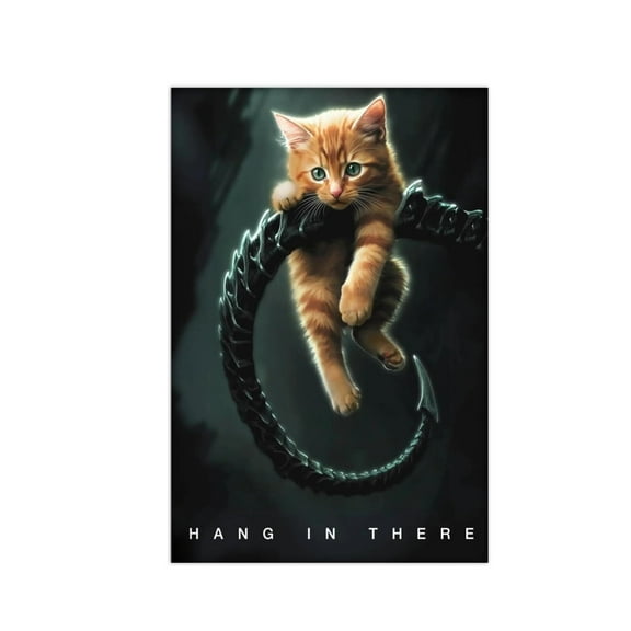 Funny Cat Posters for Wall Hang in There Cat Poster - Motivational Cat Wall Art Inspirational Posters Print Canvas Home Living Room Bedroom Decor Mural