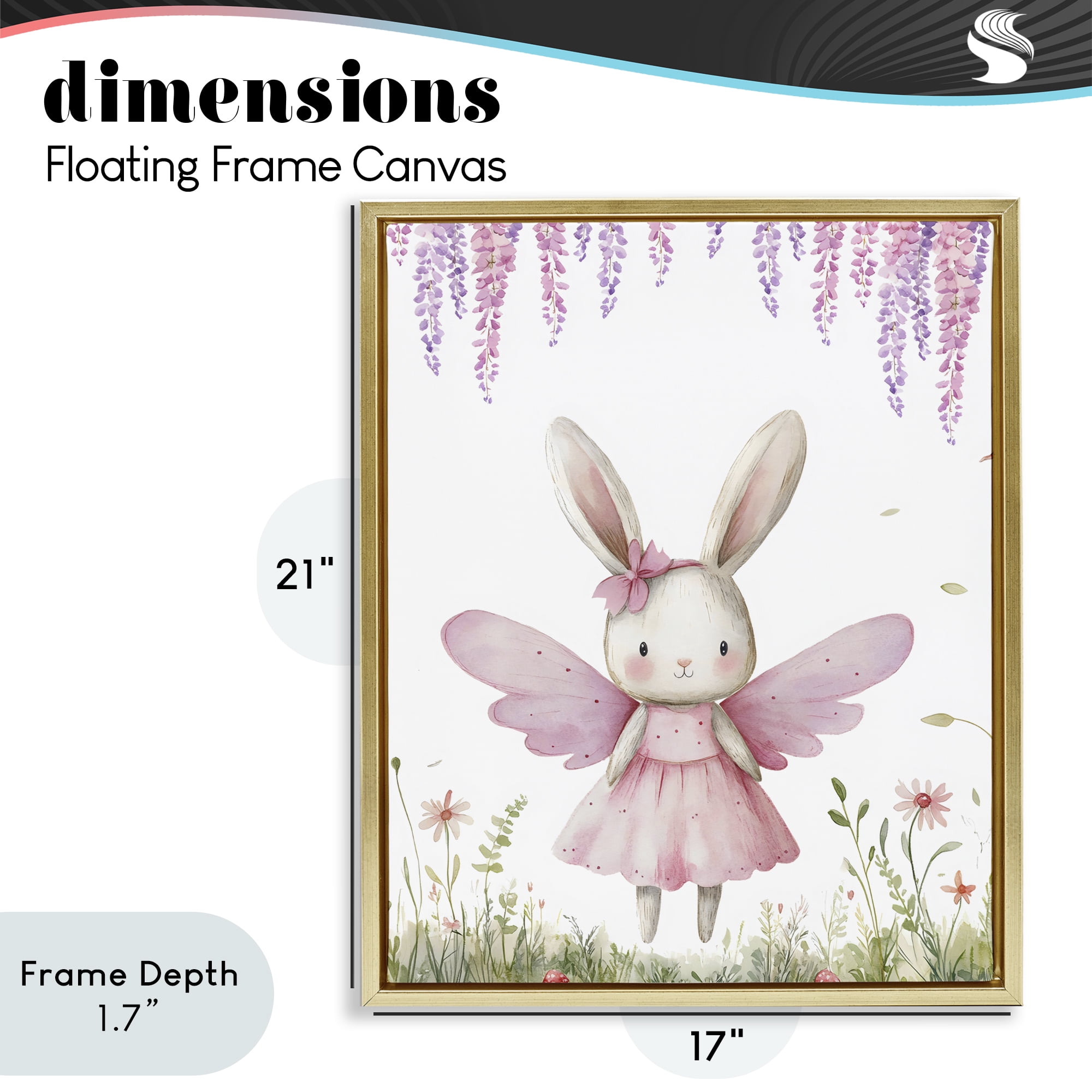 Stupell Industries Woodland Bunny Forest Fairy Gold Framed Floater Canvas Wall Art, design by LSR Design Studio