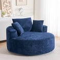 thumbnail image 2 of Round Accent Chair, 360 Swivel Chenille Barrel Chair, Fluffy Modern Sleeper for Living Room, Bedroom, Reading Room and Lounge (Blue), 2 of 11