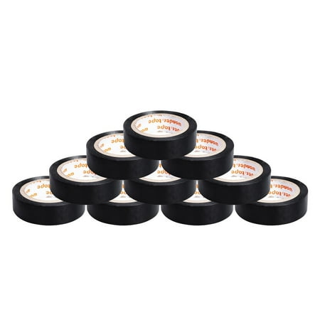Monyance electrical tape black 10Pcs Electrical Tape 0.6 Inch 32.8 Feet Electrical Insulation Tape for Industrial Uses (Black)(2.17X2.17X0.63Inches)