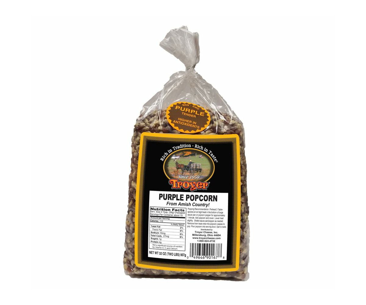 Troyer Amish Gluten Free, Non GMO Tender Purple Popcorn Kernels 2 lb. Bag