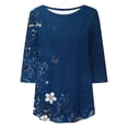 thumbnail image 3 of Cilsoka Womens Clothing Trendy 2026, Plus Size Tops for Women Womens 2026 Spring 3/4 Sleeve Blouses Dressy Casual V-Neck T-Shirts Pleated Tunic, Floral Print Tshirts, 3 of 4