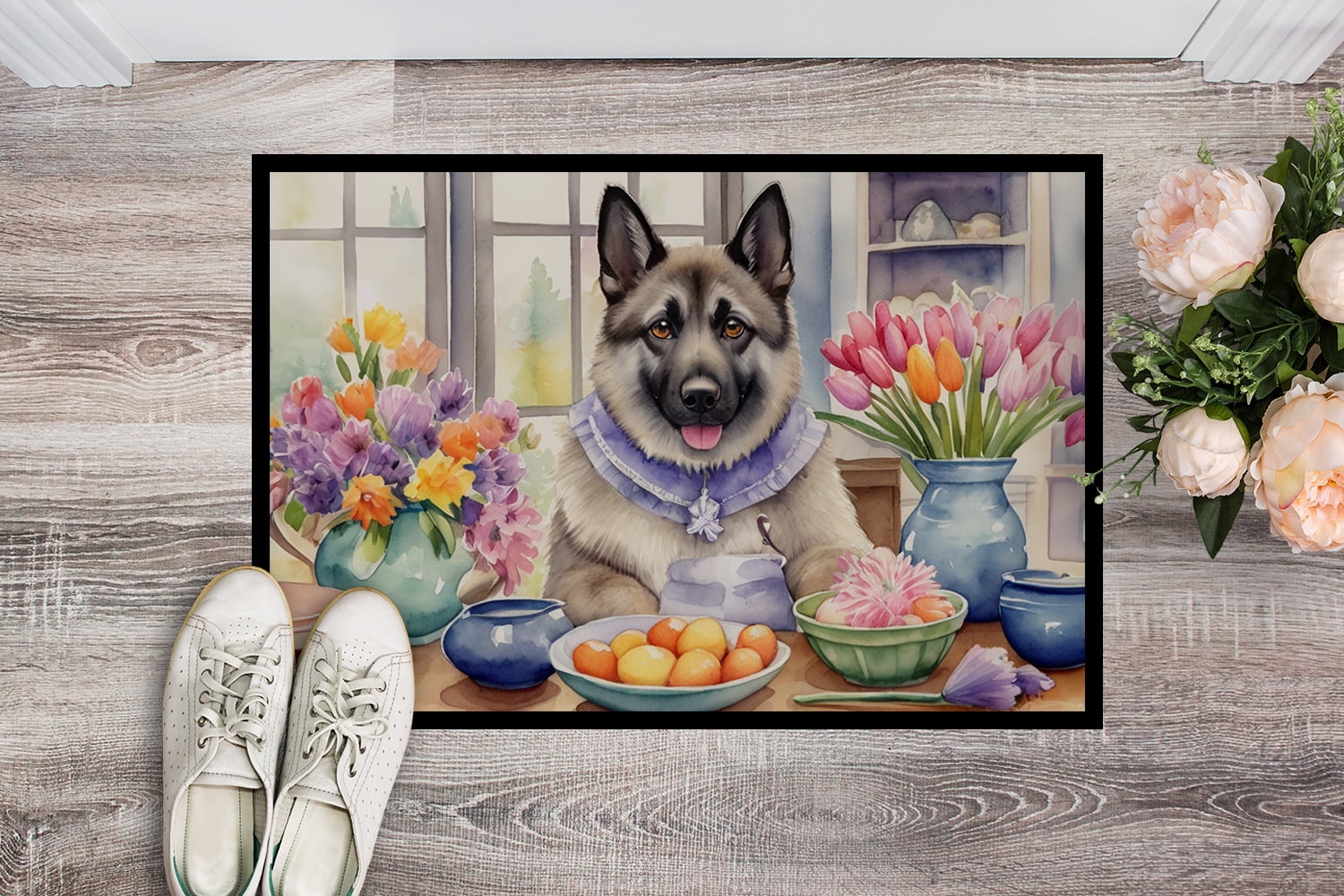 Decorating Easter Norwegian Elkhound Doormat 27 in x 18 in