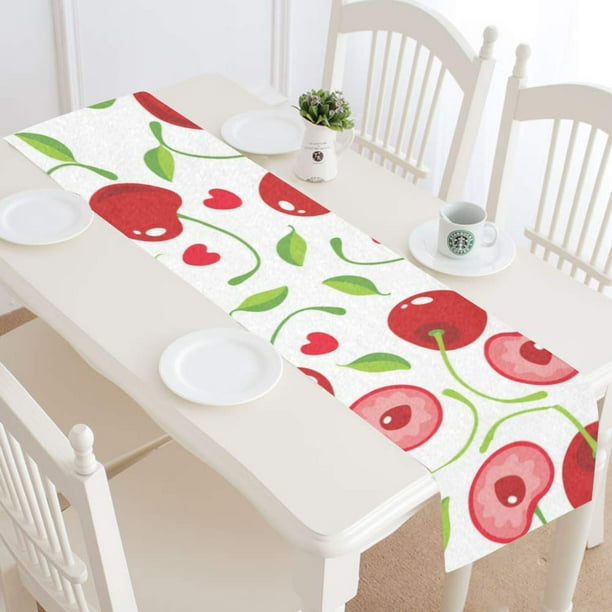 MKHERT Cherry Table Runner for Office Kitchen Dining Wedding Party Home