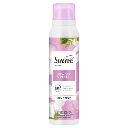 Suave Powder & Petals Dry Spray Antiperspirant Deodorant, 48HR Invisible Protection, 3.8 OZ
