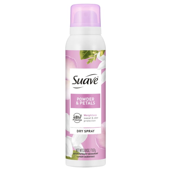 Suave Powder & Petals Dry Spray Antiperspirant Deodorant, 48HR Invisible Protection, 3.8 OZ