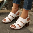 thumbnail image 3 of Rokment Women's Platform Gladiator High Heels Dressy Sandals for Woman 2026 Summer Fashionable Leather Casual Fish Mouth Peep Toe Chunky Block Heeled Slingback Dress Pumps Ladies C Size 9.5, 3 of 8