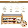 thumbnail image 4 of CZMJY Bamboo Entryway Shoe Bench, 3 Tier Sturdy Shoe Rack with Flip Top Storage Space and Padded Cushion, Compact Shoes Organizer Holds up to 330lbs for Hallway, Bedroom, Living Room (3 Tier), 4 of 10