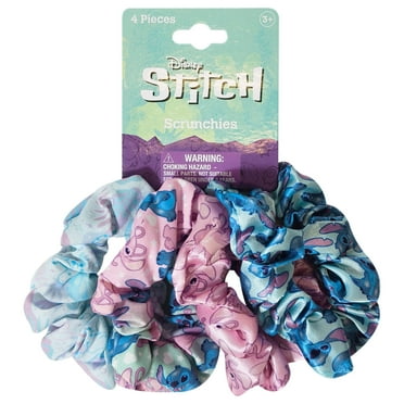 LUV HER Disney Stitch Scrunchies for Girls of All Ages - 4 Large Hair Scrunchies for Girls - 4 Printed Scrunchies with Your Favorite Characters - Hair Accessories for girls 3 