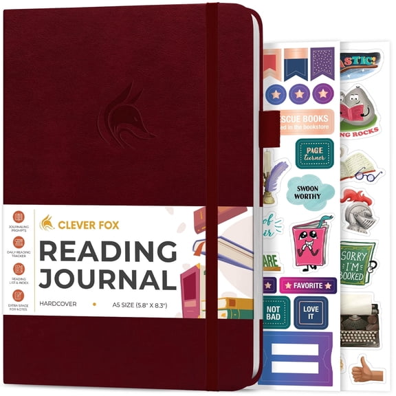 Clever Fox Reading Journal – Book Review Log – Gift Accessories for Reading Lover – Book Journal – A5, 5.8”x8.3” (Wine Red)