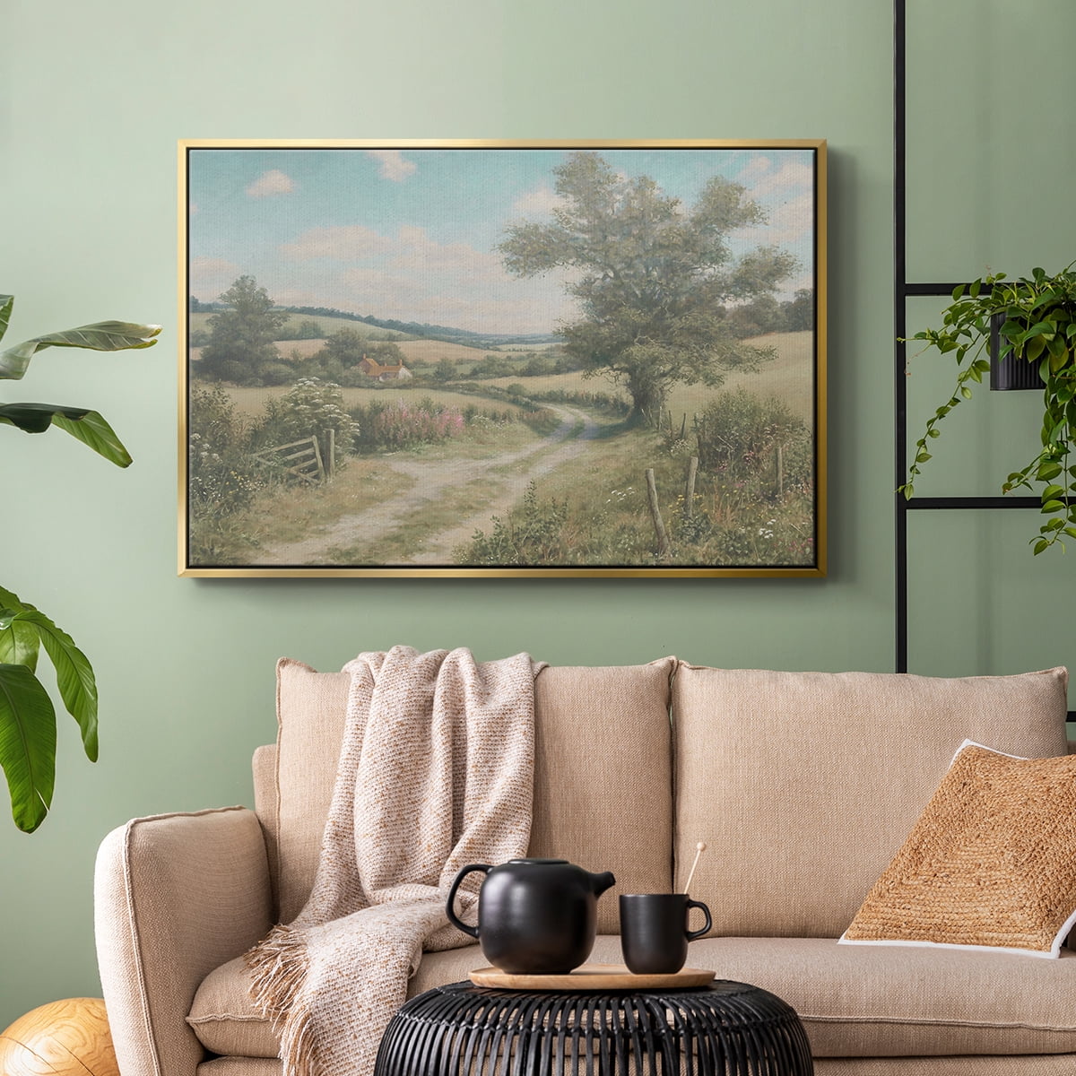 Vintage Landscape-CCL By Wexford Home Framed in Gold Wood Gallery Wrapped Canvas 25 in. x 37 in.