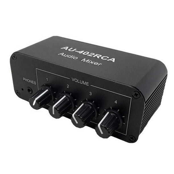 Au-402rca Mezclador de audio estéreo Fuente de audio multicanal Reverberador Control de volumen Controlador de auriculares de 3,5 mm 4 entradas