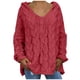thumbnail image 1 of Gibobby Suéter cuello v, Suéter con cuello en V para mujer, manga linterna, cuello en V, suéter de punto hueco, suéter de ganchillo(Rojo,CH), 1 of 5