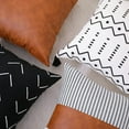 thumbnail image 6 of Boho Throw Pillow Covers 18 x 18 Set of 4, Modern Geometric Farmhouse Pillowcases Black and White Faux Leather and Linen Cushion Case for Home Couch Decor, 6 of 6