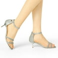 thumbnail image 2 of BLISSFUL STEP Women's Glitter Ankle Strap Stiletto Heel Sandals, 2 of 7