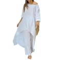 thumbnail image 1 of 2pcs/set Loose Solid Two Piece Sets Loose Pants Suit for Shopping (Blue S), 1 of 8