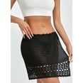thumbnail image 4 of Womenacute;s Summer Short Bikini Skirt Solid Color Split Hollow Tie Up Crochet Beachwear Skirt, 4 of 9