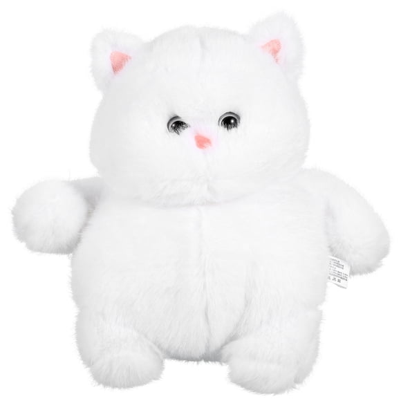 Mobutofu 8Pcs Stuffed Cat Plush Toy Chubby White PP Cotton Comforting Cuddling Decorative Item for Birthday