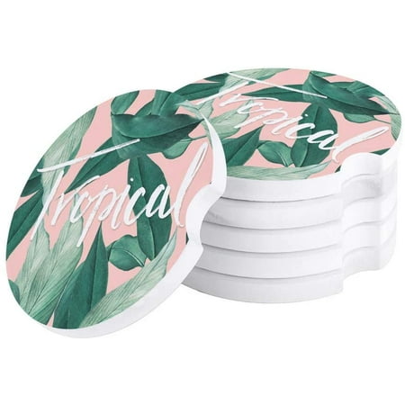

ZHANZZK Tropical Leaf Plant Watercolor Style Set of 4 Car Coaster for Drinks Absorbent Ceramic Stone Coasters Cup Mat with Cork Base for Home Kitchen Room Coffee Table Bar Decor