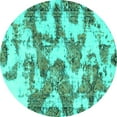 thumbnail image 1 of Ahgly Company Indoor Round Abstract Turquoise Blue Modern Area Rugs, 3' Round, 1 of 4