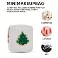 thumbnail image 5 of Preppy Patch Makeup Cosmetic Bag, Small Nylon Coin Purse Pouch, Portable Waterproof Travel Toiletry Organizer, Christmas Theme Bag for Women Girls Xmas Gifts, 5 of 8