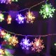 thumbnail image 4 of Luces de cadena de copo de nieve que cambian de color LED a prueba de agua Luces de cadena de 60 LED de 30 pies con control remoto para decoraciones de fiestas de jardín de árboles de Navidad en interiores y exteriores esquí esquí Gafas de esquí, 4 of 5