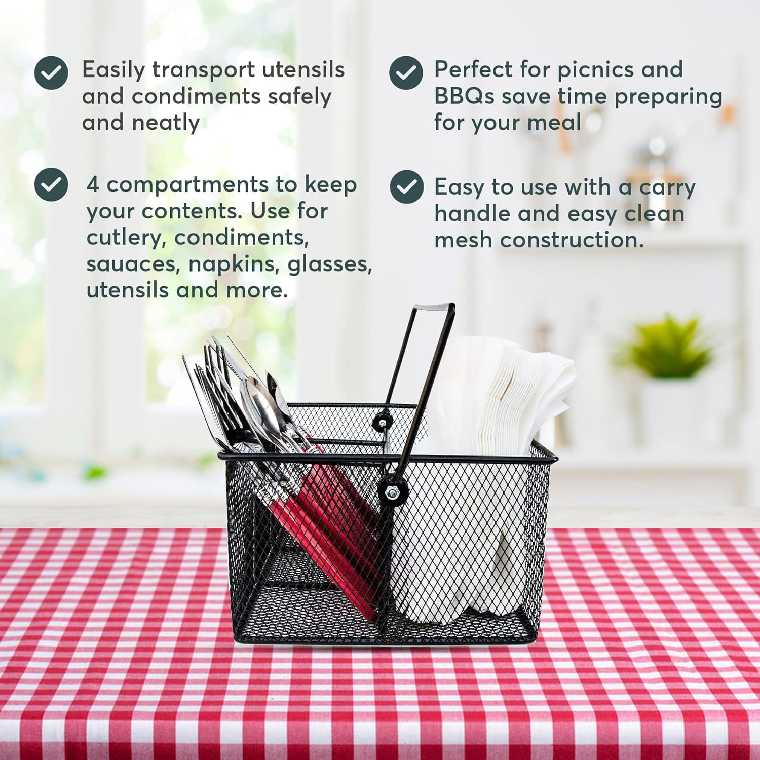 Maypes Utensil Silverware Caddy Organizer, Party Buffet Serving Holder, Stainless Steel, Silver