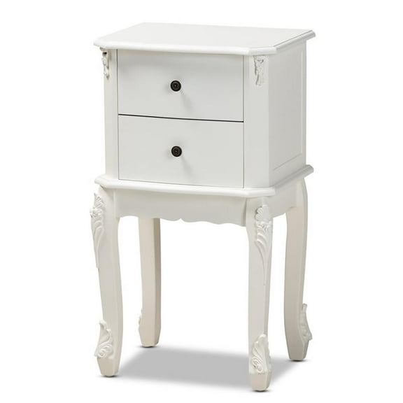 Bowery Hill White Finished Wood 2-Drawer Nightstand