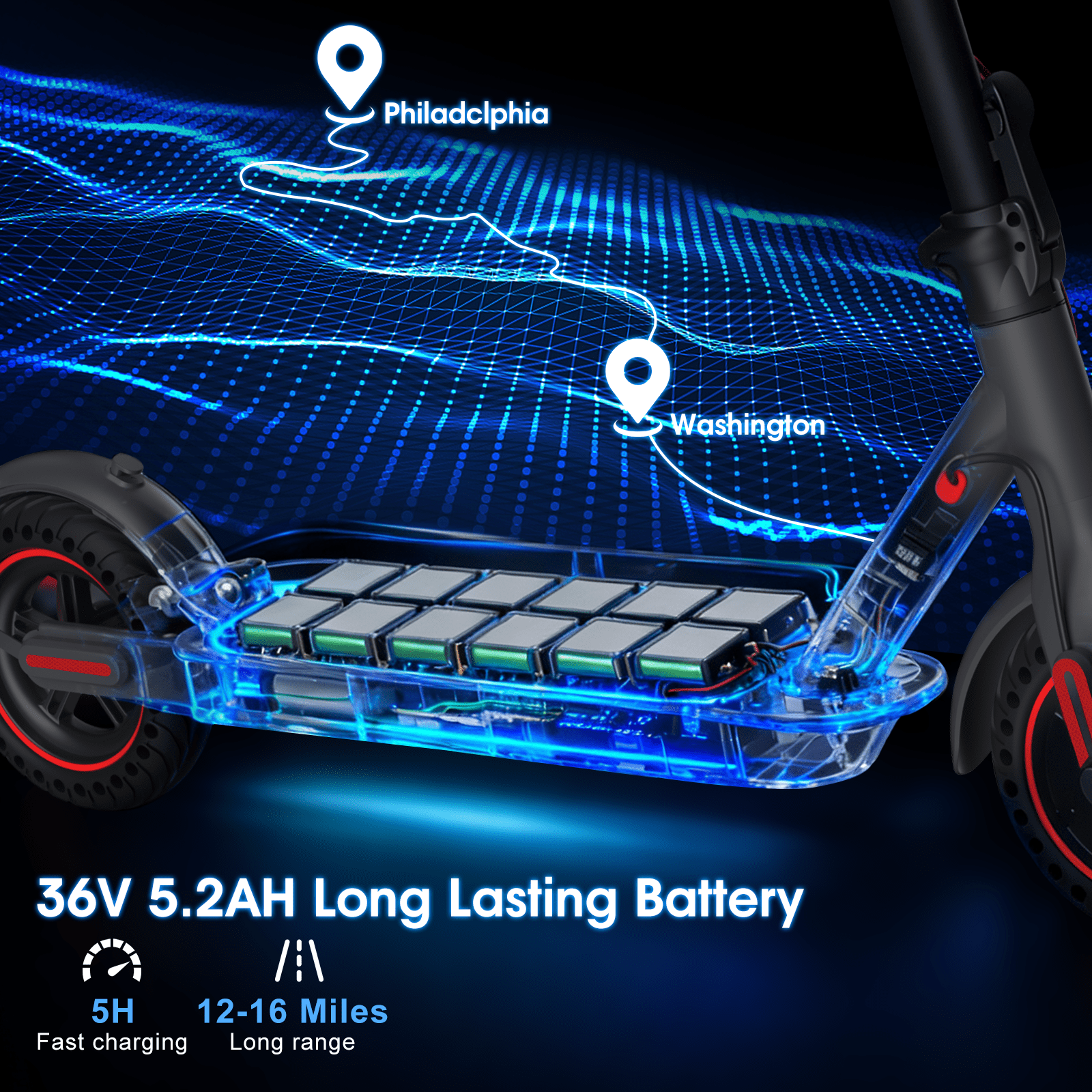 OBX Electric Scooter for Adults,350W Motor 18 MPH &12-16Miles Range 8.5"Anti-Skid Solid Tires, Folding Commuting E-Scooter with Double Braking System