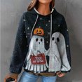 thumbnail image 2 of YDFCWXW Women's Waffle Knit Halloween Pullover Hoodie - Cozy Oversized Graphic Print Sweatshirt with Drawstring for Fall Fashion White, S, 2 of 4