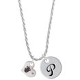 thumbnail image 1 of Delight Jewelry Silvertone Hand Print Heart Silvertone Script Initial Disc - P - Charm Necklace, 20"+3", 1 of 4