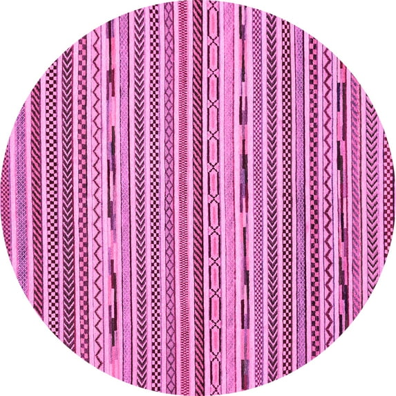 Ahgly Company Indoor Round Abstract Pink Modern Area Rugs, 7' Round
