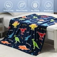thumbnail image 3 of Dinosaur Gifts Toys for Boys Girls - Glow in The Dark Dino Blanket Best Christmas Birthday Valentine's Day Easter Presents for Kids Age 1 2 3 4 5 6 7 8 9 10 Year Old Child Teen Soft Throw Navy, 3 of 6