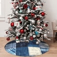 thumbnail image 5 of Rateoe Indigo Patchwork Quilt Print Christmas Tree Skirt 30" for Xmas Holiday New Year Party Circle Tree Mat Ornaments Decoration, 5 of 7
