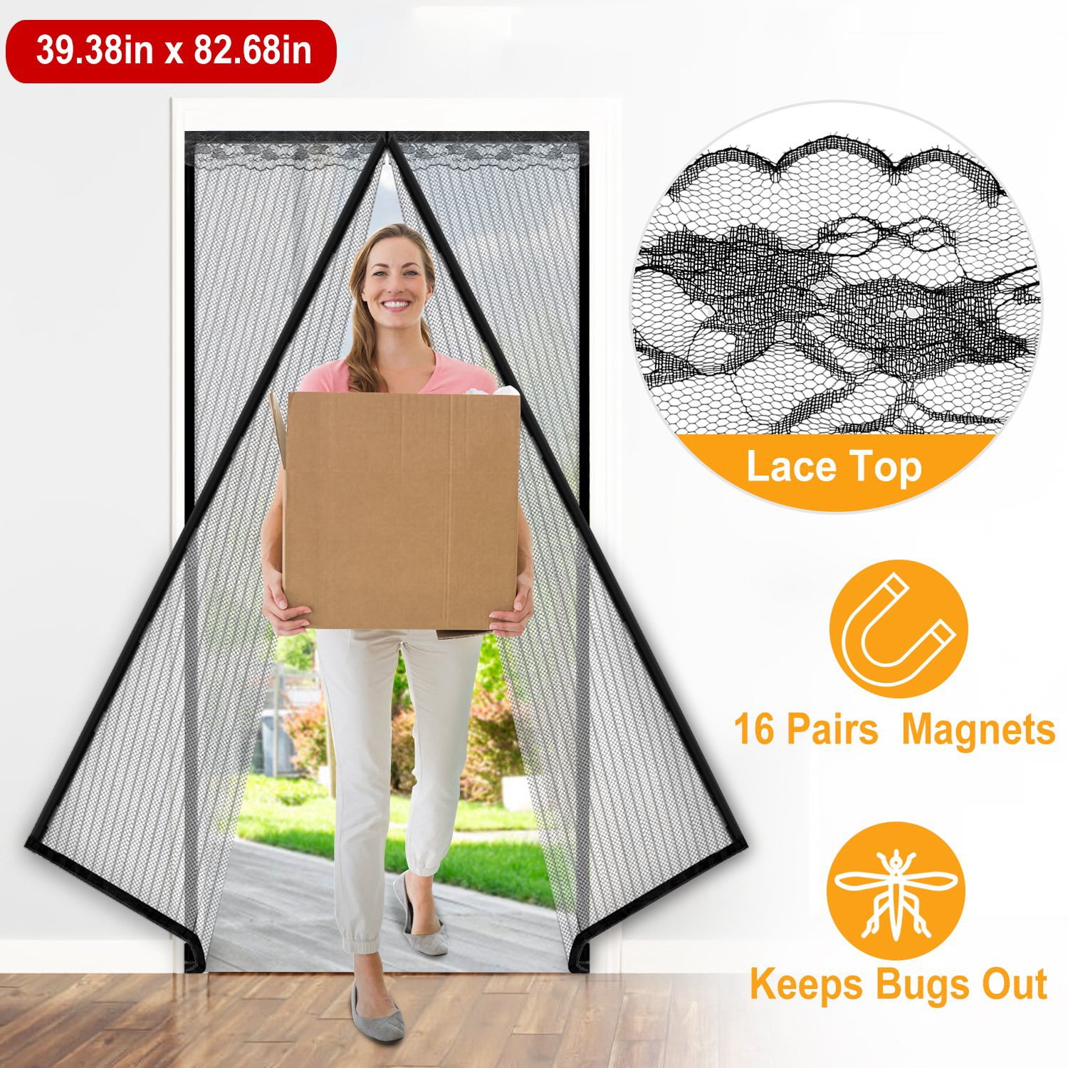 NewHome Mosquito Screen Door Net Mesh Curtain Handsfree Fly