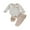 Khaki, variant on Hirigin Newborn Baby Boy Waffle Fall Winter Outfit 0 3 6 12 18 Months Button Long Sleeve Striped Romper Bodysuit Pants Set