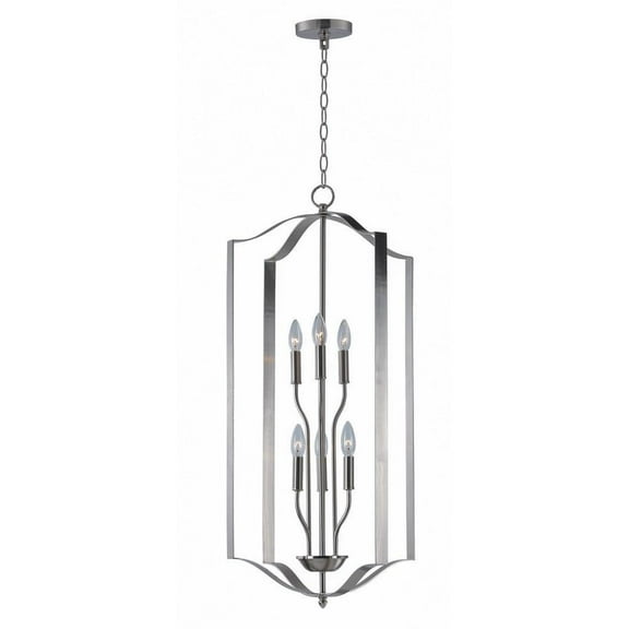 -Six Light Pendant-18 inches Wide By 36 inches High-Satin Nickel Finish Bailey Street Home 93-Bel-2620143