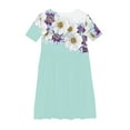 thumbnail image 3 of Riecok Summer Dress for 6 - 15 Year - Old Girls: Short - Sleeved Round - Neck, Easter Print, Waist - Tightening, Pocketed and Tiered Light Blue 13-14 Years, 3 of 4