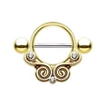 thumbnail image 5 of Nipple Piercing Shield Lace Swirls with Clear CZ Surgical Steel - 1Pair, 5 of 5