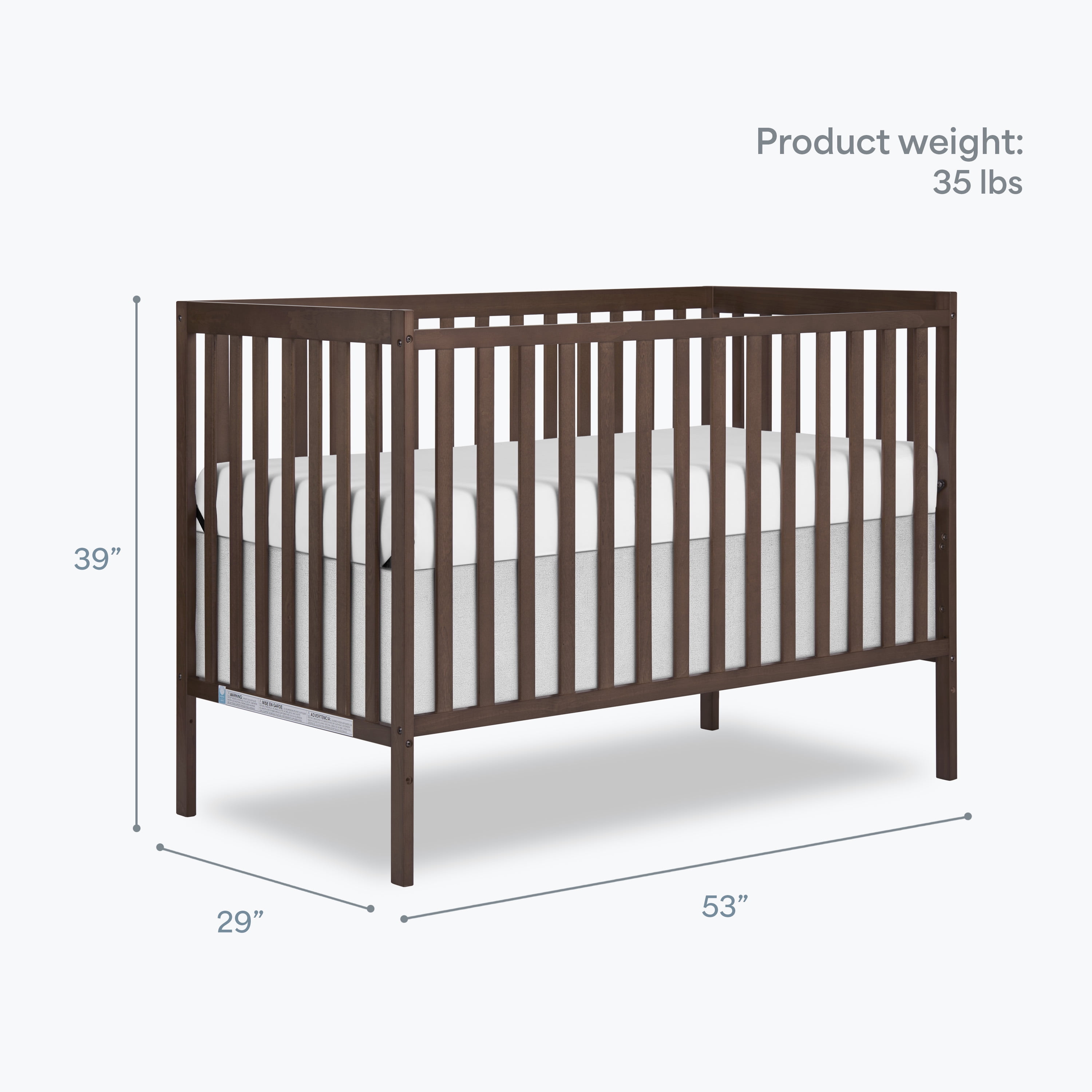 Dream On Me Synergy 5-in-1 Convertible Crib, Greenguard Gold Certified, Smokey Oak