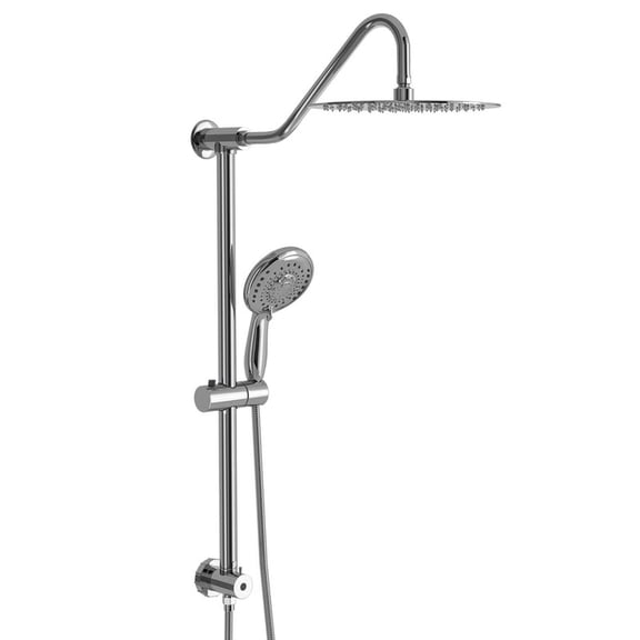 5-Spray Settings 10 in. Wall Mount Dual Fixed and Handheld Shower Head 1.8 GPM in Polished Chrome
