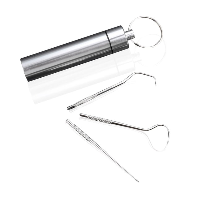 Toystoory 3 piezas palillos de con soporte Mini bolsillo adultos personas mayores herramientas contenedores Oficina viaje diario Mostrada Plata