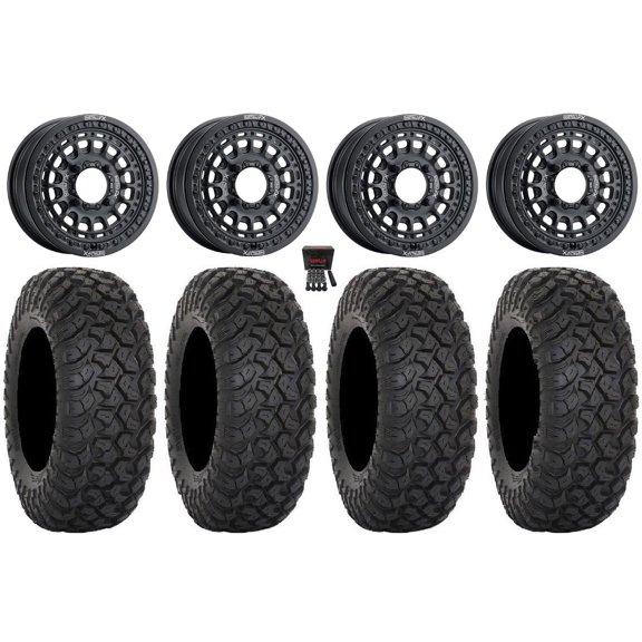 MetalFX Hitman Beadlock 15" Wheels Black 35" RT320 Tires Kawasaki Teryx Mule