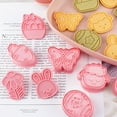 thumbnail image 7 of D-GROEE 1 Set Easter Cookie Cutter Stamper Set Egg Carrot Chick Bunny Butterfly Flower Shaped Cookie Bread Cake Cutters 3D Mini Stampers for DIY Cake Baking Decoration Supplies, 7 of 7