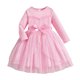 thumbnail image 1 of Vestido de Manga Larga para Niñas con Nudo de Arco Y Cinturón, de Moda de Color Sólido de Malla de Manga Larga para Niños 3-10 Años, 1 of 8