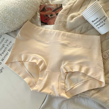 Summer Savings  Comfortable Briefs  Medium Waist  Solid Color  Large Size  Women s Underwear  Seamless  Soft Material  Womens Plus Size Pants | Khaki L  Sopatenor