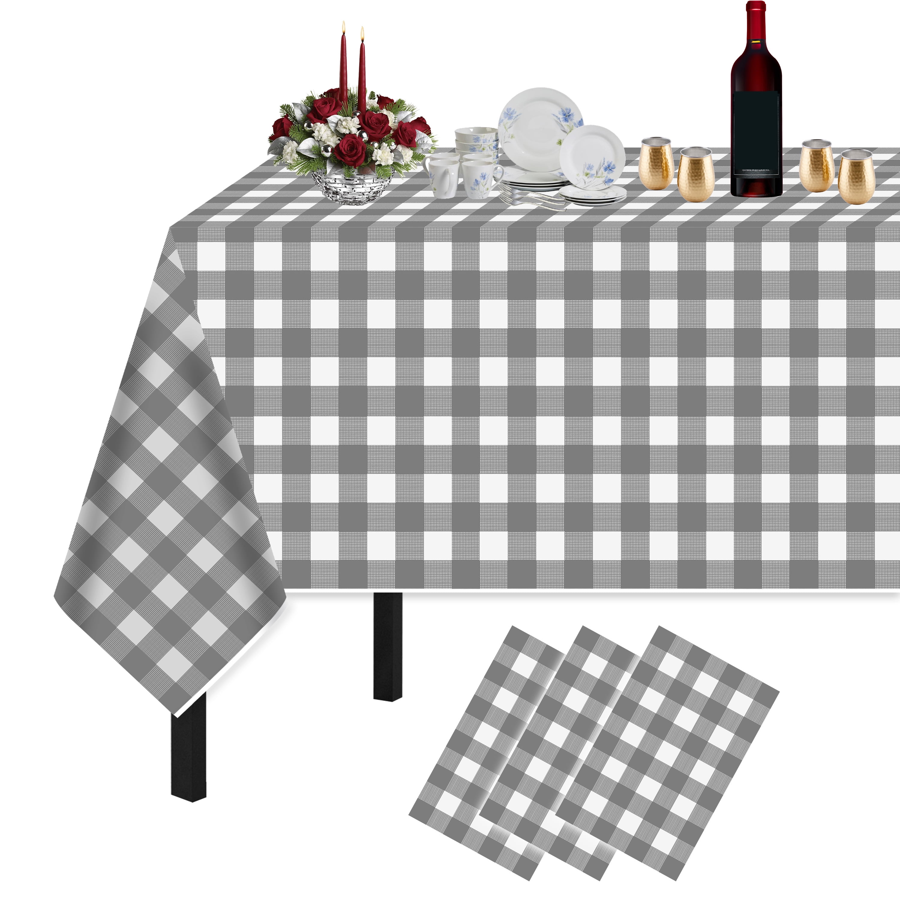 Plastic Tablecloths for Rectangle Tables 3 Pack 54" x 108" Party Table