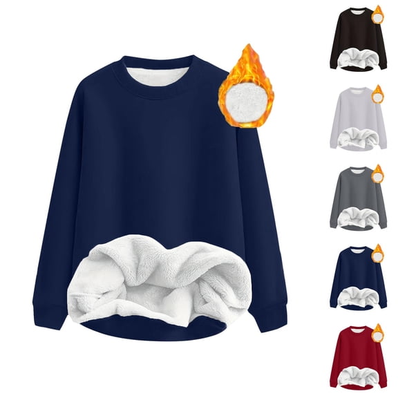Women'S Activewear Women's Solid Color Sweatshirt Women's Casual Long Sleeve Crewneck Pullover Sweatshirt Soft Lined Comfortable Loose Fit Basic Solid Color Tops For Fall Winter