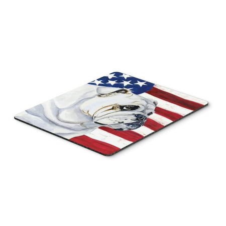 USA American Flag with English Bulldog Mouse Pad, Hot Pad or Trivet