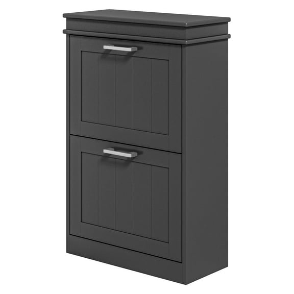 Shoe Storage Cabinet, 10 Pair Shoe Organizer with Flip Doors, Narrow Entryway Shoe Rack, Black MDF
